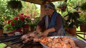 Барбекю с курицей и картофелем Азербайджанская Кухня Деревенская Кухня  Рецепты