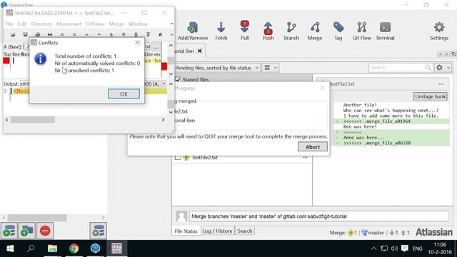Getting started with Git using SourceTree - Part 4: Solving conflicts смотреть онлайн