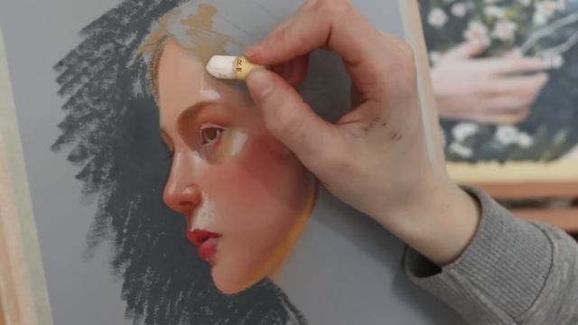 Oil pastel portrait painting || art process video ♡ смотреть онлайн