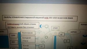 Ardo Sed1010 панель управления перевод на русский