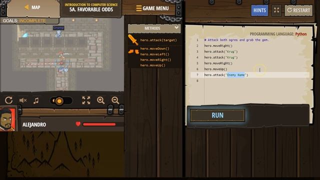 Code Combat Favorable Odds - Level 5A Python Tutorial with Solution