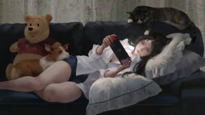 Очаровательная Аниме Девушка Рубится в Игрушки на Nintendo Switch – Видео Обои