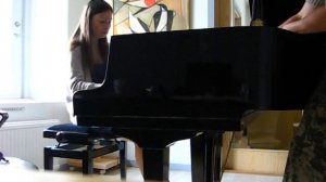 Ineta Svärd and Marina Gribinchik in pianostudio. Improvisation. Summer 2013.