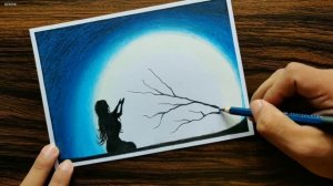 Fairy Dream scenery drawing with Oil Pastels - step by step