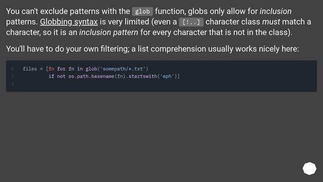 glob exclude pattern смотреть онлайн
