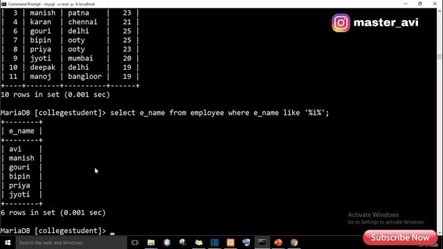 lecture 12  like operator and find error  table  || SQL & MySQL tutorial in Hindi 2021