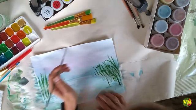 Утро на воде. Акварель. Таймлапс/ Morning on the water. Time lapse смотреть онлайн