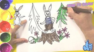 Раскраска, заяц в лесу! РИСУНКИ ДЕТЯМ TOP!