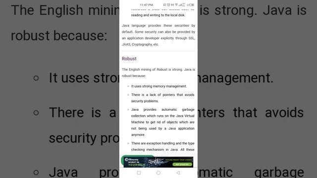 Features of Java Programming language.
