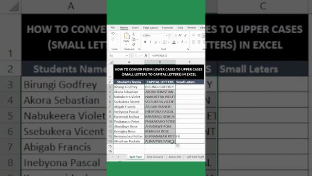 How to Change from Small to CAPITAL LETTERS  in Excel