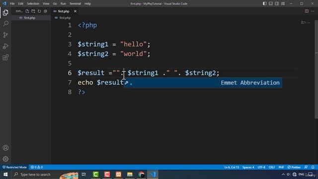 String Operator In PHP Explained - Lecture 26 | The Complete PHP course for beginners 2023