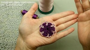 МК БРОШЬ "ЦВЕТУЩАЯ СЛИВА" ФРИВОЛИТЕ/АНКАРС/TATTING. Full HD