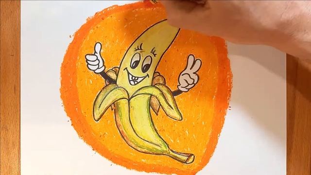 Как нарисовать банан / масляная пастель / как рисовать масляной пастелью / how to draw a banana.
