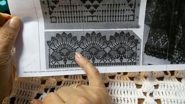 МК.Кайма для палантина или шарфа крючком.MK.Border for a stole or scarf crochet. смотреть онлайн