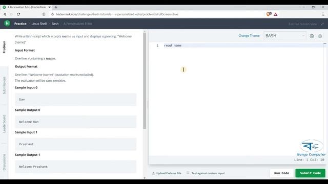 Learn How to Solve Hacker Rank Competitive Prog Linux Shell Bash Script  #003 A Personalized Echo