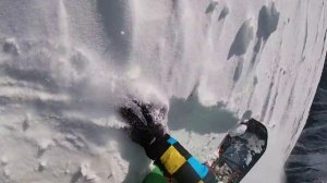 Домбай - спуск на сноуборде.