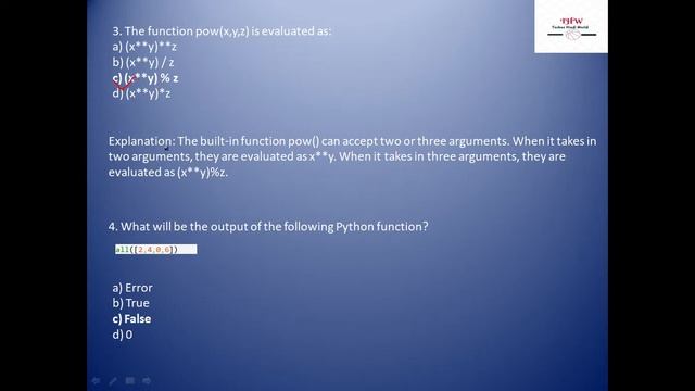 Python||In-Built Functions || MCQ question ||Programming & problem solving