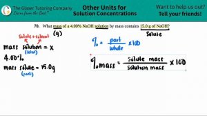 3.70 | What mass of a 4.00% NaOH solution by mass contains 15.0 g of NaOH?