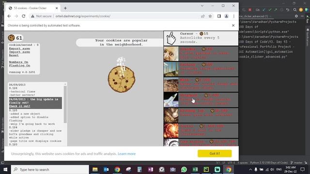 Cookie clicker automation - python