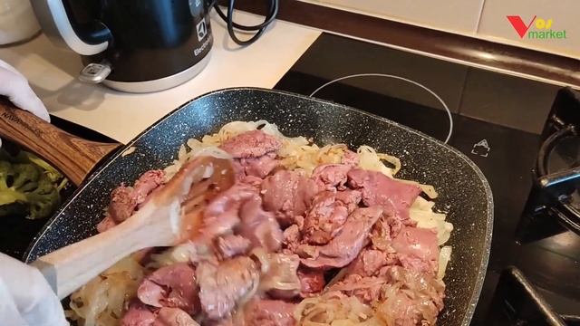 Куриная печень со сметаной и горчицей