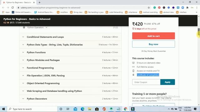 Best free Python certification course on udemy| worth Rs 10000| 2020