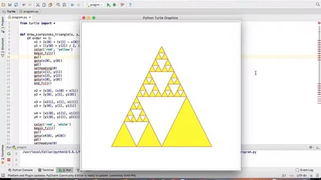 Как нарисовать треугольник в python turtle