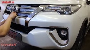 Защита радиатора PREMIUM - TOYOTA FORTUNER II 2015-2018г.в. (Хром) - strelka11.ru
