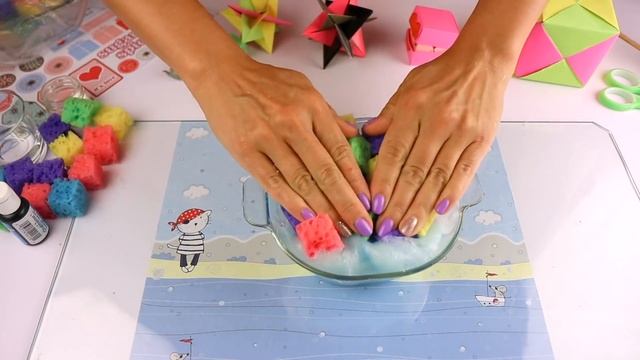 СКВИШИ игрушка антистресс из обычных мочалок ЖЕЛЕЙНЫЙ Кубик Рубика