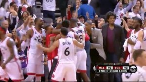 Kyle Lowry's half court buzzer beater to force OT vs Miami! (Game 1)