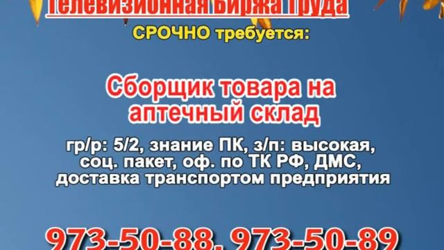22 октября_19.55_РАБОТА В САМАРЕ_Телевизионная Биржа Труда смотреть онлайн