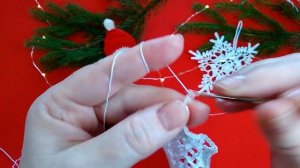 Снежинка №1 на елку крючком .Новогодний декор .Подробный МК