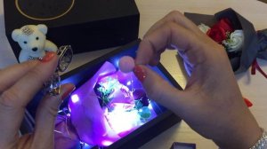 Букет роз из мыла с мишкой и кулоном. Подарок на 14 февраля, 8 марта или День рождения