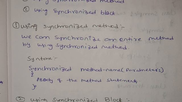 jntuh r18 oops Java programming unit3 thread synchronization using synchronized method and block ?? смотреть онлайн
