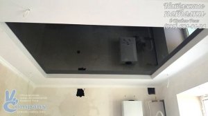 Комбинированный двухуровневый натяжной потолок черный на кухне (фото 1602, Кривой Рог)