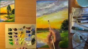 Как нарисовать летний пейзаж. Рисуем летний вечер. Акрил