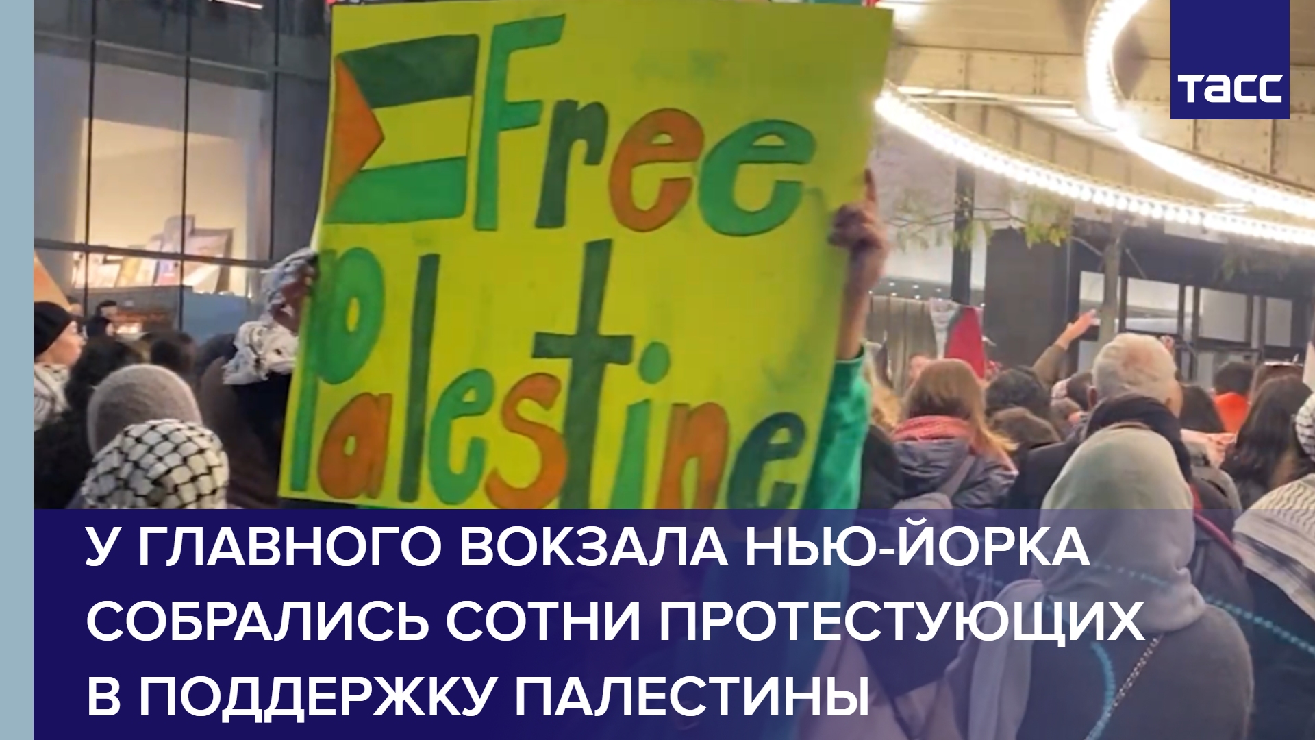 У главного вокзала Нью-Йорка собрались сотни протестующих в поддержку Палестины #shorts