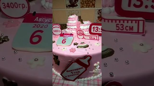 Детский торт с метрикой без мастики #тортметрика #тортсфотопечатью #детскийторт #тортдевочке