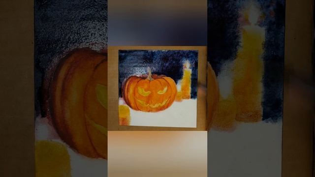 Тыква на Хеллоуин акварелью ~ Drawing a Pumpkin for Halloween #Shorts