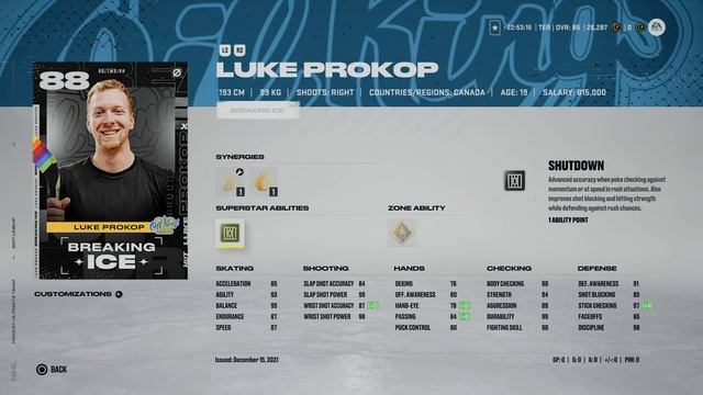 NHL 22 Всем подарок от EA 88 Luke Prokop nhl nhl22
