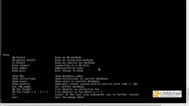The MongoDB Help() Function 1/2