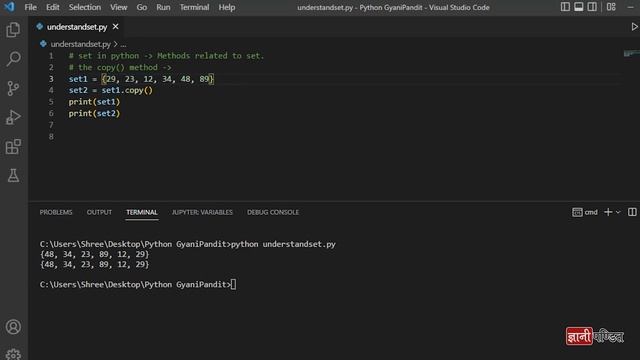 Set Copy Python | Lecture 58 | Python for Beginners