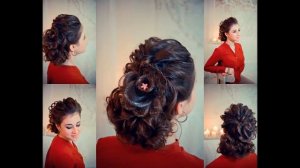 Цветы из волос  Низкий пучок, Прическа на свадьбу Прическа на выпускной