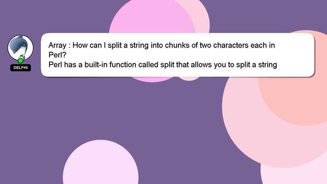 Array : How can I split a string into chunks of two characters each in Perl? смотреть онлайн