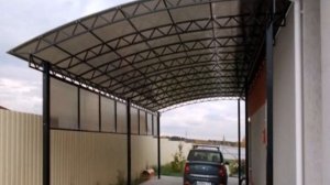 односкатный навес из поликарбоната для авто своими руками