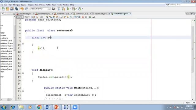 Java aptitude questions on static,final,Exception|practical demo for your technical interviews.