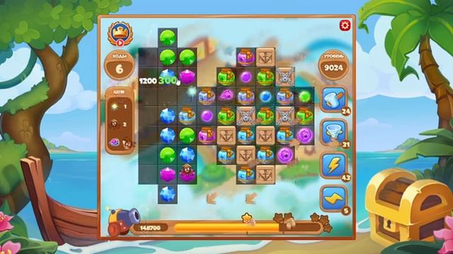 Как пройти уровень 9024 игры Сокровища Пиратов смотреть онлайн