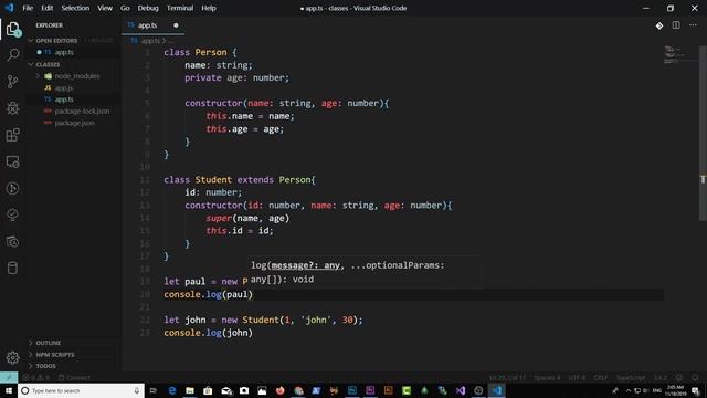 Typescript Classes Tutorial - Latest Version