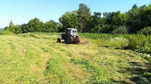 Юмз-6  Косим сено  косилкой для минитрактора!!  "Лисички 1.35"