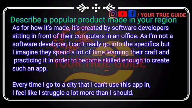 IELTS SPEAKING 8 BAND SAMPLE ANSWER WITH VOCABULARY| Describe a popular product made in your region
