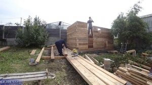 4-5 день. Сруб из бруса (Строительство бани)